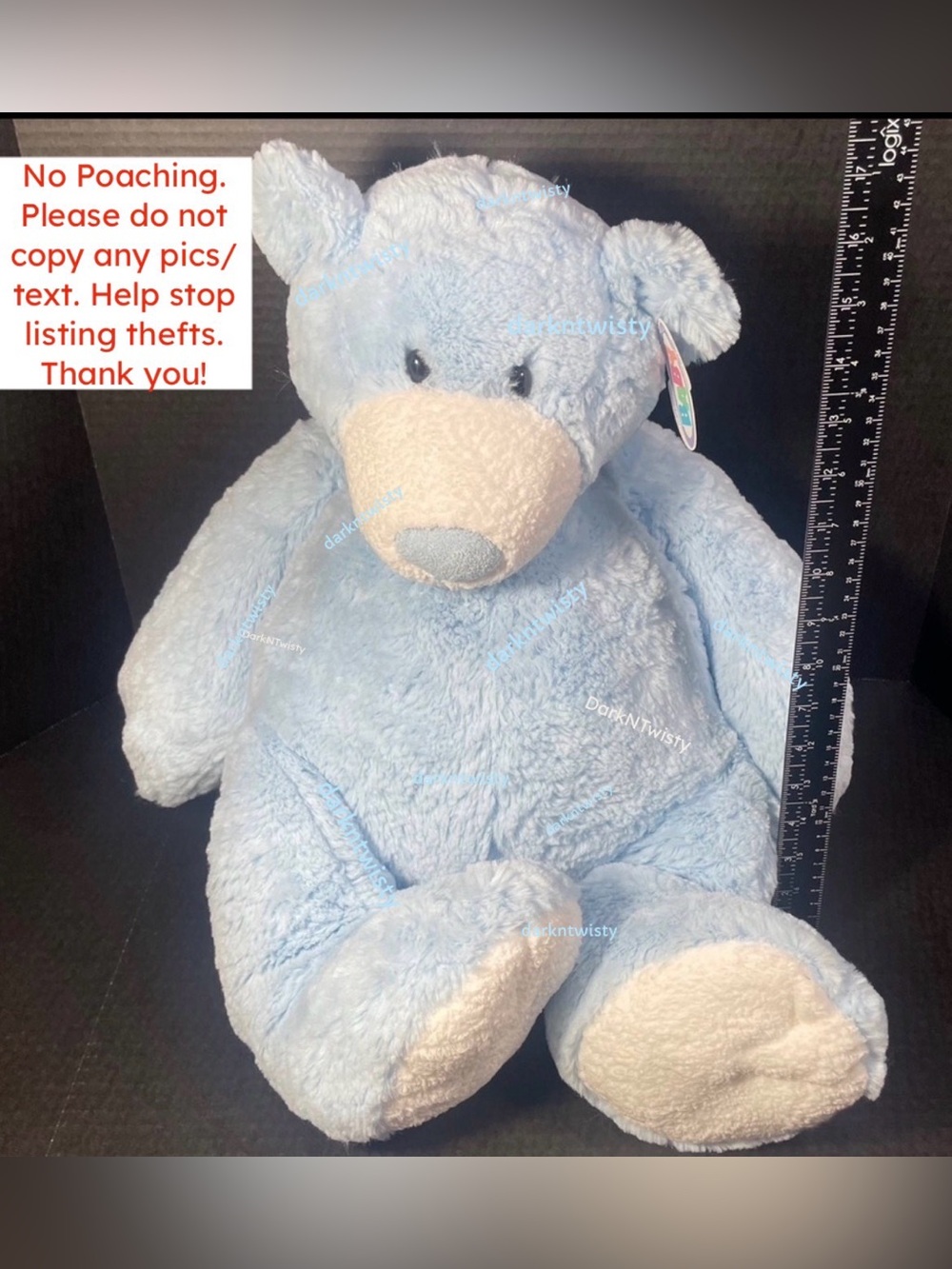 JUMBO RARE VHTF BNWT Mary Meyer Huge Blue Teddy Bear GREAT GIFT - Picture 5 of 8